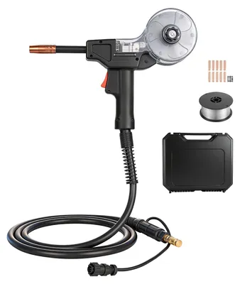 Produktbild von SucceBuy 130A MIG Schweißbrenner mit 3m Kabel, Schweißpistole mit 11 Ersatzdüsen & Doppel-V-Naht, Zubehör für Schutzgasschweißgeräte, kompatibel mit Lincoln Magnum 100SG K2532-1, ideal für Werkstattanwendungen