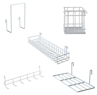 Produktbild von Wandkorb, Hängeregal, Stiftehalter, Hakenablage, Bücherregal, Wandaccessoires, 5er-Set (weiß)