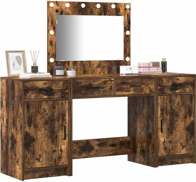 Immagine prodotto di vidaXL Comò da trucco, 3 pezzi, marrone, 78,5 x 41 x 135 cm, materiale in legno