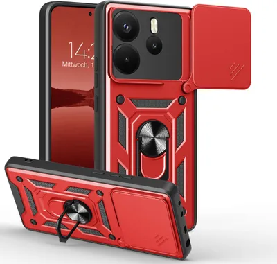 Produktbild von Armor Handyhülle für Xiaomi Redmi Note 14 Kameraschutz Handy Panzer Case Cover Schutzhülle Outdoor Farbe: Rot