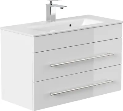 Produktbild von Badmöbel Waschplatz "Portus 800 SlimLine" 80 cm weiß Hochglanz