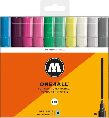 Produktbild von Molotow Acrylmarker ONE4ALL ACRYLIC 227HS 10er Etui, 4 mm, Basic Set 3