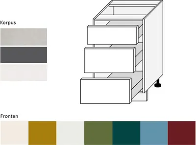 Immagine prodotto di Base per cucina con corpo da 50 cm e frontale laccato colore selezionabile (RI-D3M/50)