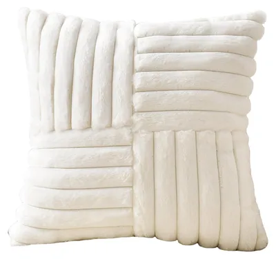 Produktbild von Plüsch-Kissenbezug 45 x 45 cm, weicher Kunstfell-Streifenbezug, maschinenwaschbar, flauschiger Kissenbezug für Sofa, Wohnzimmer, Schlafzimmer