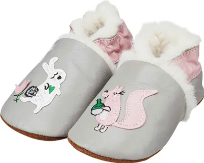Produktbild von WalkX Baby Gefütterte Krabbelschuhe Hausschuhe Grau 21 - 22