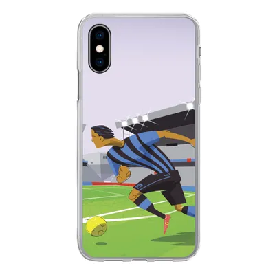 Produktbild von MuchoWow® Handyhülle Schutzhülle Hülle für iPhone X Eine Illustration von Spielern, die in einem Stadion Fußball spielen - Junge - Mädchen - Kinder Silikon Softcase Handy Hülle - Handyhülle