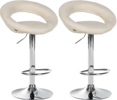 Produktbild von CLP 2er Set Barhocker Olinda Stoff drehbar und höhenverstellbar creme Gestell Farbe chrom
