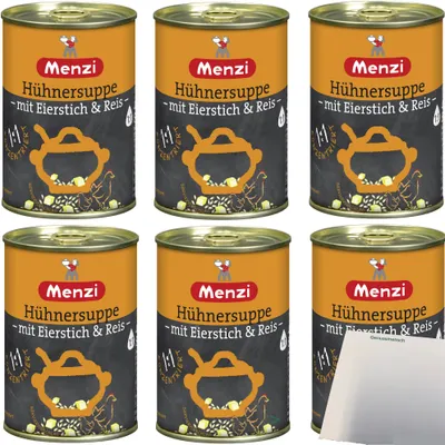 Produktbild von Menzi Hühnersuppe mit Eierstich und Reis Konzentriert 6er Pack (6x400ml Dose) + usy Block