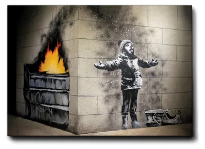Produktbild von Banksy - Das Kind und der Schnee - 140L x 100B cm - Premium Loom Canvas mit hoher Dicke