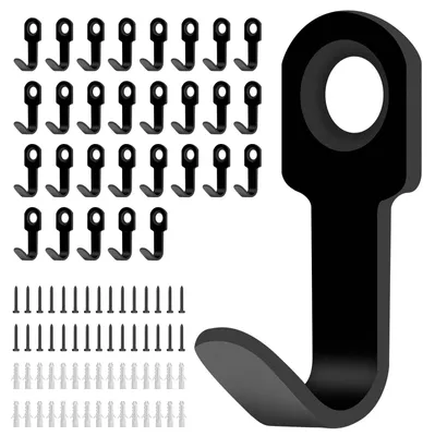 30 Mini-Metall-Wandhaken, schwarz, zum Anschrauben, 27 x 11 mm