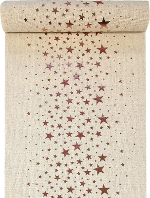 Produktbild von Tischläufer mit Sternen Natur / Roségold 28 cm x 3 m - Weihnachten Tischdekoration