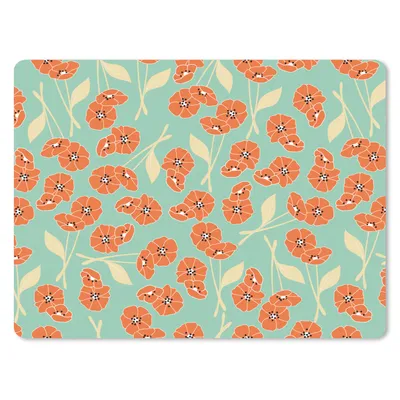 Produktbild von MuchoWow® Mauspad Mousepad Retro - Blumen - Design - Orange 23x19 cm - Mousepads - Maus Mat - Pad - Mausunterlage - Schreibtischunterlage - Mauspad