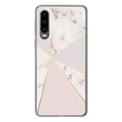 Produktbild von MuchoWow® Handyhülle Schutzhülle Hülle für Huawei P30 Marmor - Gold - Rosa Silikon Softcase Handy Hülle - Kartenbesitzer