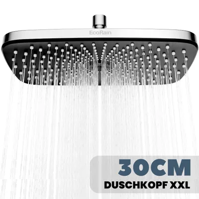 Produktbild von EcoRain - Regen-Duschkopf Melvin XL 30 x 20 cm - Regenduschkopf - Regendusche - Regenbrause - Chrom