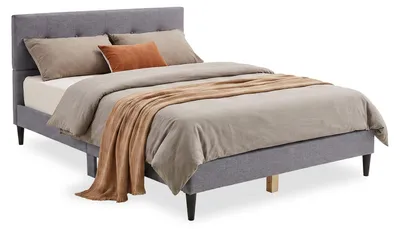 Produktbild von Homestyle4u Polsterbett 160x200 cm Bett Doppelbett mit Lattenrost Kopfteil Grau