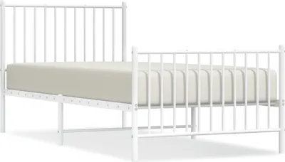 Produktbild von "SALE 2026" Bettgestell Einzelbett - Gästezimmer - mit Kopf- und Fußteil Metall Weiß 90x200 cm - Polsterbett Klassische Betten DE9326462