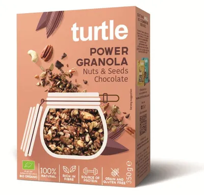 GRANOLA CZEKOLADOWO - ORZECHOWA Z NASIONAMI BEZGLUTENOWA BIO 350 g - TURTLE