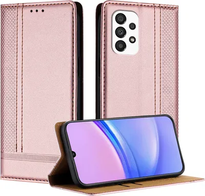 Image de Étui pour Samsung Galaxy A33 5G étui à rabat en cuir avec fonction de support Rose
