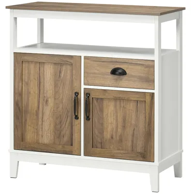 Produktbild von Wohnzimmer-Sideboard aus Holz mit 2 Tš¹ren, Schublade und verstellbarem Einlegeboden, 76,6 x 35 x 81,5 cm, Wei? und Braun