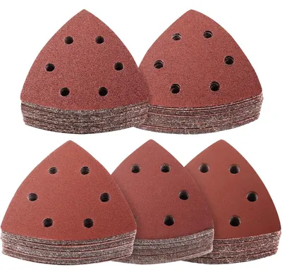 Produktbild von Deltaschleifer Schleifpapier 100 Stück Klett Schleifdreiecke 93x93mm 40-400 Körnung für Holz Metall