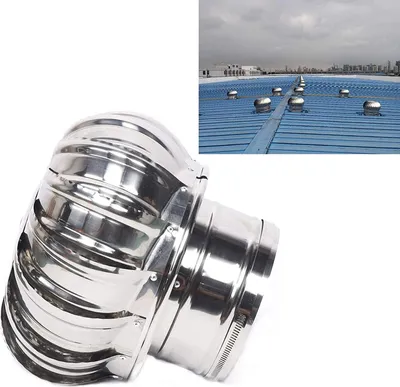 Obrázek produktu pro Střešní ventilátor z nerezové oceli Vítr poháněný střešní kapucí Střešní ventilace Větrná turbína Střešní ventilace Výfukový vzduch Komínový ventilátor Ventilační kapuce