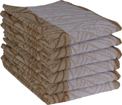 Produktbild von DoubleDry Küchentücher Baumwolle - 50x50cm - Frotteetücher -   - Hochwertige Küchenhandtücher - Leaves, Hellbeige