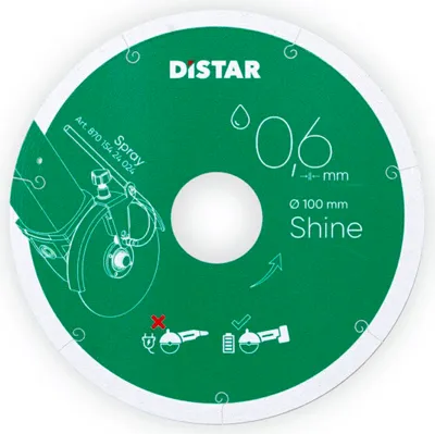 A circular diamond cutting disc with branding and specifications.