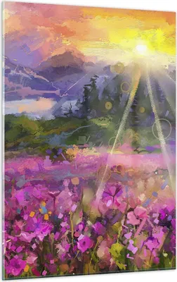 Produktbild von Bilder auf glas - Einteilig - Berge Blumen Blumen - 50x70cm - Glasbilder - Wandbilder - Bilder - zum Aufhängen bereit - Wanddekoration aus Glas - Glas Bilder - Wandbild auf Glas - GPA50x70-4029