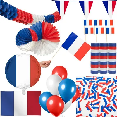 Produktbild von Frankreich Party Deko Set 239 tlg. Partyset Partydeko blau weiß rot Tricolore Fussball EM WM