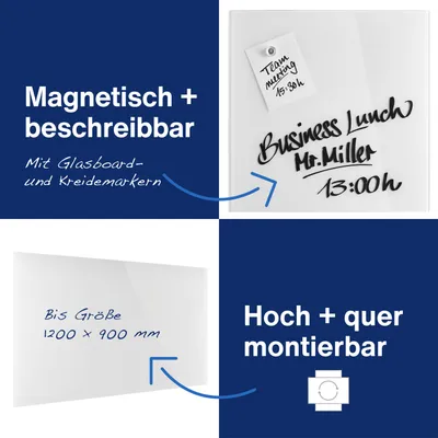 Produktbild von Design-Glasboards, magnetisch 100x600mm, briliant weiß