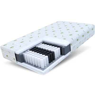 A cutaway view of a mattress showing its internal structure.