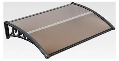 Produktbild von Vordach für Haustüren, Kunststoff und Aluminium, Pultbogenvordach, Überdachung, Transparent, Fenster-Markisen (60x100 cm)