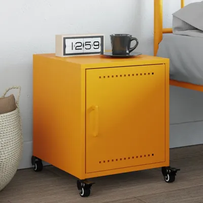 Image de vidaXL Table de nuit jaune moutarde 36x39x43,5 cm acier