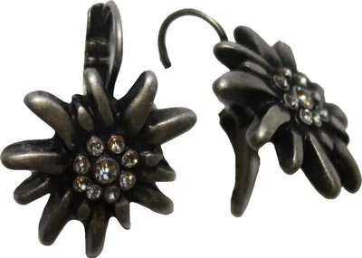 Elegante Edelweiß-Ohrringe aus Silber mit funkelnden Strasssteinen, Trachten-Ohrringe, perfekt für das Oktoberfest, handgefertigter Schmuck mit Alpenblumen als Geschenk für Damen. Jetzt kaufen und noch heute bestellen.