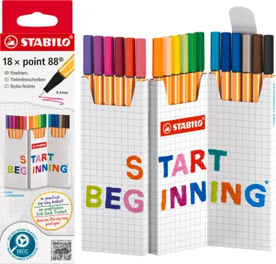 Produktbild von STABILO Fineliner -  point 88 - 18er Zick-Zack-Tischset - 18 Farben