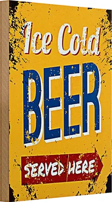 Produktbild von Holzschild Retro 20x30cm Ice Cold Beer served here Bier
