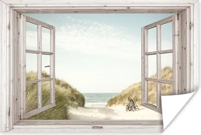 Produktbild von MuchoWow® Poster Aussicht - Strand - Fahrrad 60x40 cm - Schlafzimmerdekoration