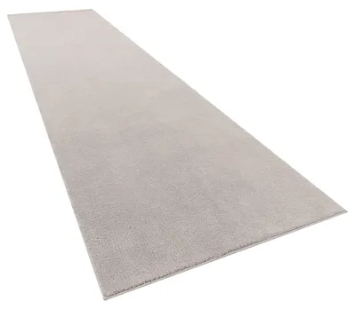 Immagine prodotto di Tappeto lavabile per soggiorno a pelo corto, tinta unita, stile moderno, morbido, argento, dimensioni 80x300 cm