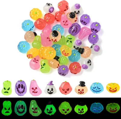 Productafbeelding van 40 stuks Halloween-lantaarnornamenten, lichtgevende harsfiguurtjes