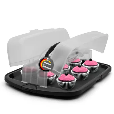 Produktbild von BigDean Kuchen Transportbox XL rechteckig in Anthrazit – Muffin Transportbox Germany