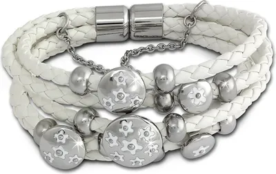 Produktbild von Amello Armband Damen Frauen Armschmuck Leder Edelstahl weiß grau D2LAQ001W1