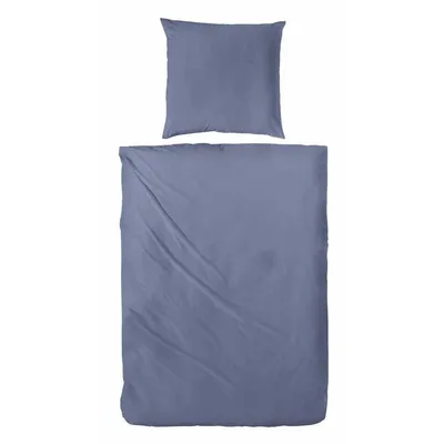 Produktbild von Hahn Seersucker Bettwäsche Premium Blau Uni 100% Baumwolle Reißverschluss Bettbezug Kissenbezug Bettgarnitur Bettwäsche-Set 155x220 cm