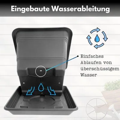 Produktbild von Famanu Quadratische Pflanzenbox 28x28 cm Set aus 2 in Anthrazit - Robuste Kunststoff-Topf für Tomaten