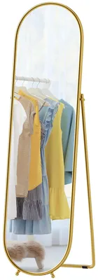 Imagen del producto de Espejo de cuerpo entero HOMCOM, 180 x 50 cm, espejo de pared con soporte, marco de metal, color dorado