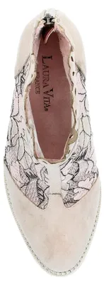 Produktbild von Laura Vita Damen Stiefelette aus Leder mit floral bestickter Spitze Eloiseo 37, Größe:37 EU, Farbe:Beige