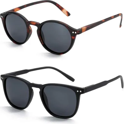 Produktbild von Polarisierte Sonnenbrille 2 Paare Damen Herren Retro Runde Quadratische UV400