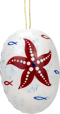 Produktbild von Osterei weiß mit Seestern (5,5cm) von Kunstgewerbe Uhlig