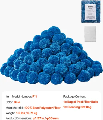Image de VEVOR Boules de filtration pour piscine, 0,7 kg de boules de filtration remplacent le sable de filtration de piscine, réutilisable, polyester bleu, convient pour les piscines, piscines hors sol
