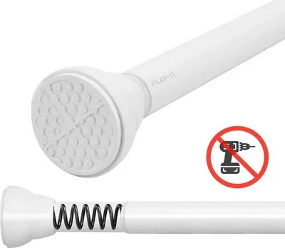 Image de Unyqoos® Barre de rideau télescopique extensible, 167–300 cm, adhésive, blanche – Acier inoxydable et silicone, installation sans perçage, capacité jusqu'à 50 kg