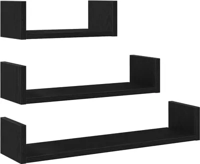 Produktbild von vidaXL Wandregale 3 Stk. Schwarz Eichen-Optik Holzwerkstoff